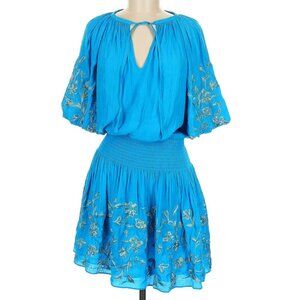 Ramy Brook Keanu Embroidered Floral Dress in Atlantic Blue